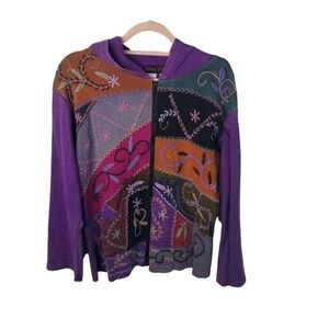 Vtg Rising Tide patchwork hippie hoodie